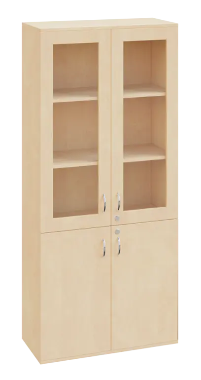 SPO 32 skříň 4-dveřová, 2x sklo lamino - bříza irská